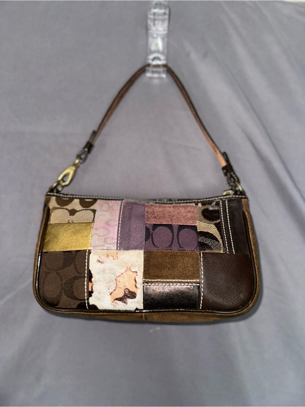 Coach Patchwork Shoulder Bag in Brown Multicolor, retired